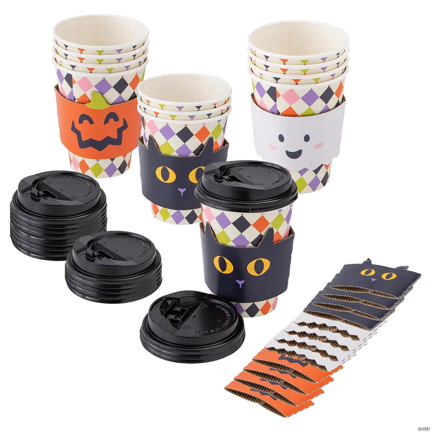 Frightfully Fun Paper Coffee Cups with Lids & Sleeves